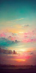 Obraz premium abstract sunset sky with pastel painting Generative AI