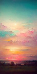 abstract sunset sky with pastel painting Generative AI
