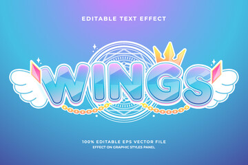 decorative wings editable text effect vector design