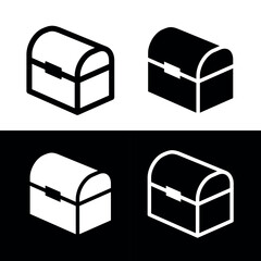 Chest or box icon. Symbol of treasure, hidden treasures or wealth. Attribute of storage of things, gold, money and valuables.