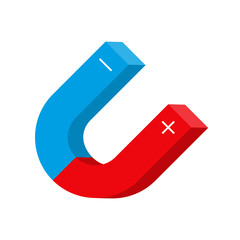 Magnet 3D icon. Horseshoe magnet. Magnetic field or industry symbol.