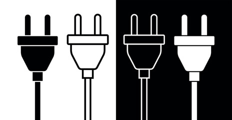 Plug icon, with electric cord. Electrical plug, electrical appliances power symbol. 