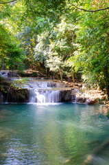 Erawan Waterfall at Erawan national park in Kanchanaburi, Thailand