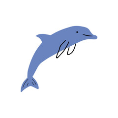 Nautical Dolphin. Sea Underwater animal. Vector illustration