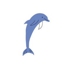 Nautical Dolphin. Sea Underwater animal. Vector illustration