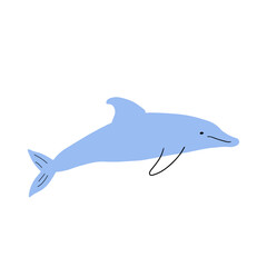 Nautical Dolphin. Sea Underwater animal. Vector illustration