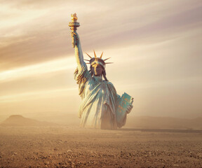 Statue of Liberty abandoned and destroyed in the desert