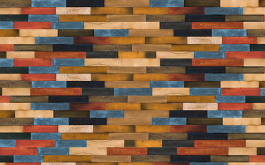 Fondo con detalle y textura de superficie con piezas de madera de diferentes colores