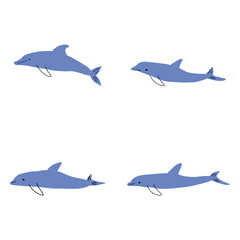 Nautical Dolphin. Sea Underwater animal. Vector illustration
