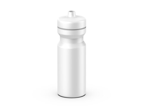 Plastic sport sipper bottles for water isolated mock up and template design. 3d render illustration.