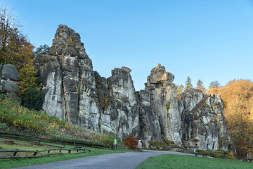 Die Externsteine, Sandstein-Felsformation bei Horn-Bad Meinberg, Teutoburger Wand, Nordrhein-Westfalen