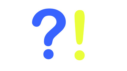 Question mark, flat. Blue and yellow question mark on a white background. Normal font. Simple illustration on a white background for different purposes