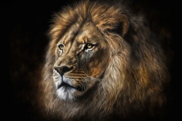 Obraz na płótnie Canvas Lion head illustration, generative ai