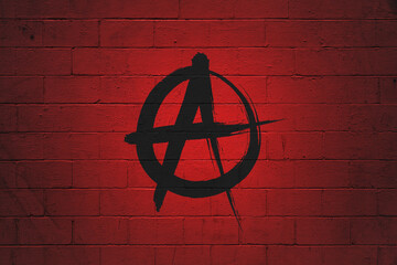 Flag of Anarchist painted on a wall