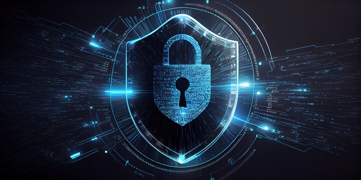 The concept of data security protection. Processing and online data protection via a secure Internet connection. System confidentiality. Padlock with keyhole in personal data. Generative AI