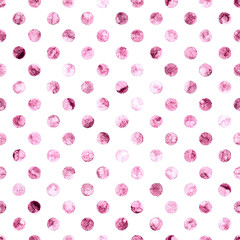 Cute seamless pattern in polka dot style. Grunge texture with fabric imitation. Handmade.