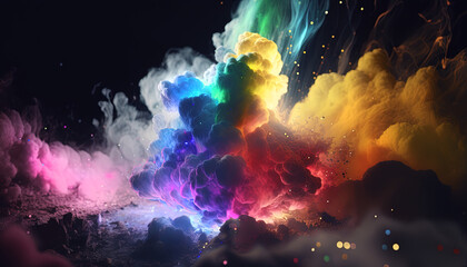 Powerful abstract emissions of colourful smoke energy. Generative Ai.
