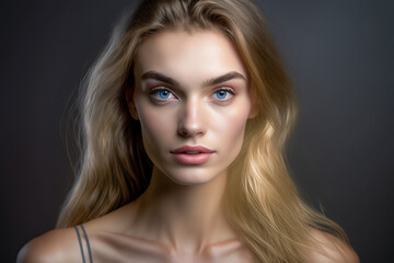 Fototapeta premium Radiant Beauty: A Captivating Portrait of a Stunning Blonde, ai generative