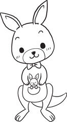 Obraz na płótnie Canvas kangaroo cartoon doodle kawaii anime coloring page cute illustration drawing clip art character chibi manga comic