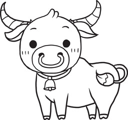 buffalo cartoon doodle kawaii anime coloring page cute illustration drawing clip art character chibi manga comic