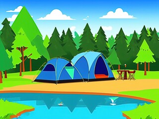 illustration, of camping tent, generated with ai