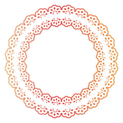 赤色の線だけのレース風円形フレーム素材