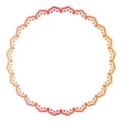 赤色の線だけのレース風円形フレーム素材