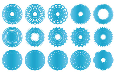 青色だけの円形レースのフレーム素材セット
