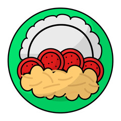 Chinese Tomato Egg Stir Fry Concept vector outline color icon design, Asian Cuisine symbol, Famous Dish Sign, Street Food stock illustration 