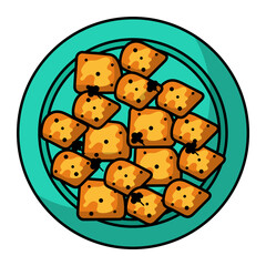 Teriyaki duck Concept,  Japanese stir frying meat vector outline color icon design, Asian Cuisine symbol, Famous Dish Sign, Street Food stock illustration 