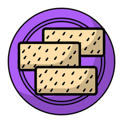 Tempeh or tempe Concept,  traditional Indonesian wrapped boiled soybeans food  vector outline color icon design, Asian Cuisine symbol, Famous Dish Sign, Street Food stock illustration 
