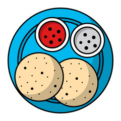 Fototapeta premium Serabi Concept, khanom khrok vector outline color icon design, Asian Cuisine symbol, Famous Dish Sign, Street Food stock illustration 