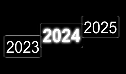 New year number 2023, 2024, 2025 on stepping