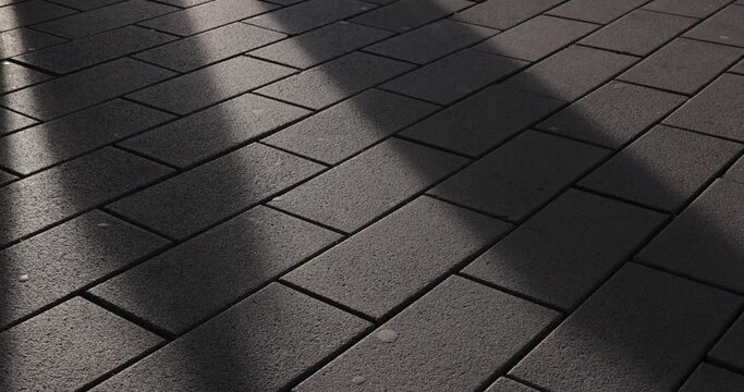 Stone Pavement Walking People Shadows