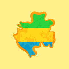 Gabon - Map colored with the flag