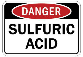 Acid chemical warning sign and labels sulfuric acid