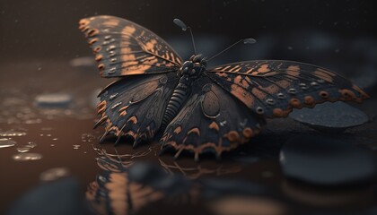 Brown butterfly. Fantasy wildlife animal nature. Generative AI technology.
