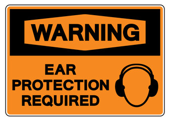 Warning Ear Protection Required Symbol Sign,Vector Illustration, Isolate On White Background Label. EPS10