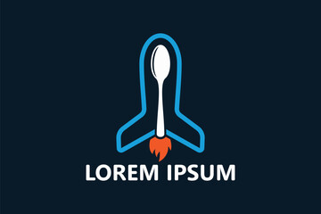 Rocket food spoon logo template design vector