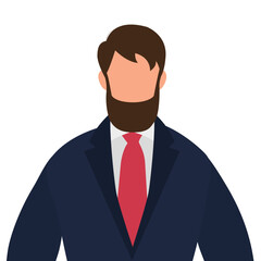 Portrait of a business man in a suit and tie. Businessman male icon. Vector illustration in a flat style. Isolated on a white background.