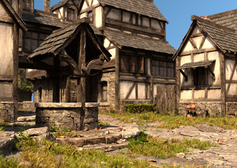 Obraz premium 3D Rendering Medieval Street