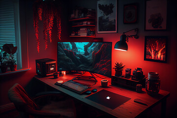 The Ultimate Gaming and Streaming Setup: A Creative Business Room - Generative Ai
