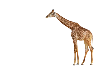 Gordijnen Giraffe walking isolated on transparent background. Clipping path © Passakorn