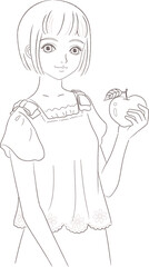 Half Body Closeup of Girl Holding Apple