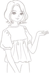 Girl Holding Out Hand for Presentation