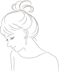 Fototapeta premium Half body closeup of girl with high bun hair