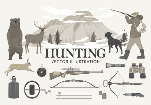Hunting Illustrations Set
