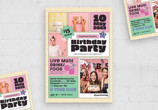 Y2K Birthday Party Flyer Template