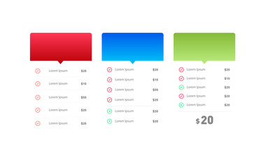 Pricing table infographic.illustration for website, web page.