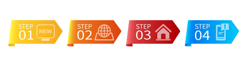 Infographic flow chart template with  icons and button.options and steps